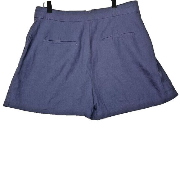 Jason Wu High Waisted Pleated Paperbag Shorts Purple Linen Blend Size‎ 12 - Picture 3 of 7